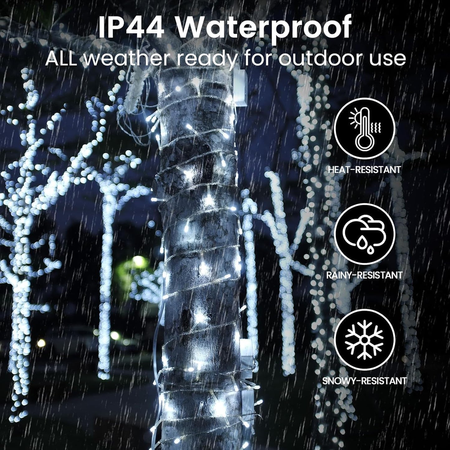 4 Pack String Lights Battery Operated with Timer, 66FT 200 LED Waterproof Battery Twinkle Lights, 8 Modes Fairy Light for Indoor & Outdoor Party Bedroom Garland Tree Christmas Decorations (Cool White)