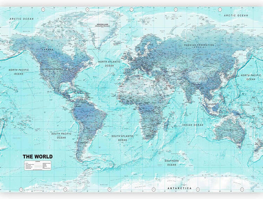 artgeist Premium Wall Mural World Map 157x110 in - XXL Non-Woven Wallpaper Fleece Wall Decor Photo Print Picture Image Design Home Map of The World k-A-0091-a-b