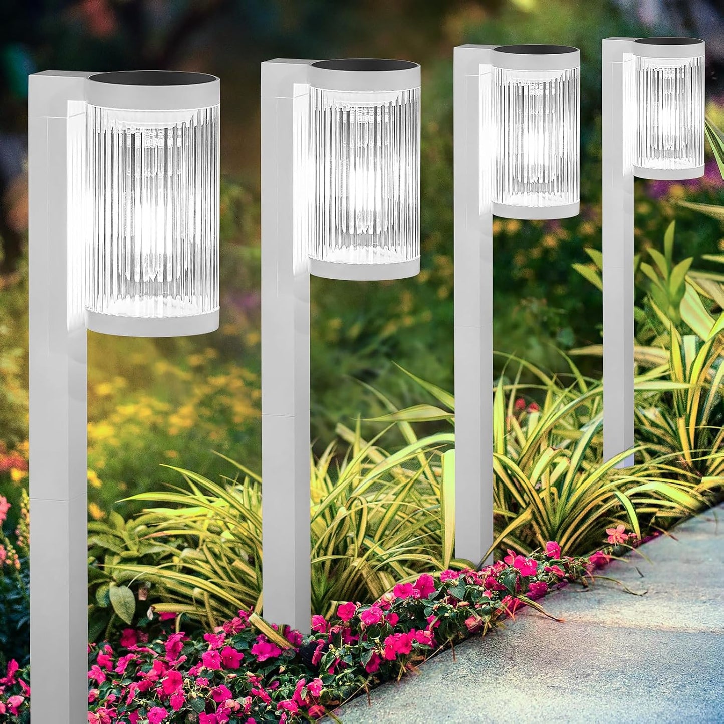 Solar Pathway Lights Outdoor, 6 Pack Upgraded Outdoor Solar Lights for Outside Super Bright Up to 12Hrs, IP65 Waterproof Solar Garden Lights for Yard Landscape Path Walkway Decoration(Cool White)
