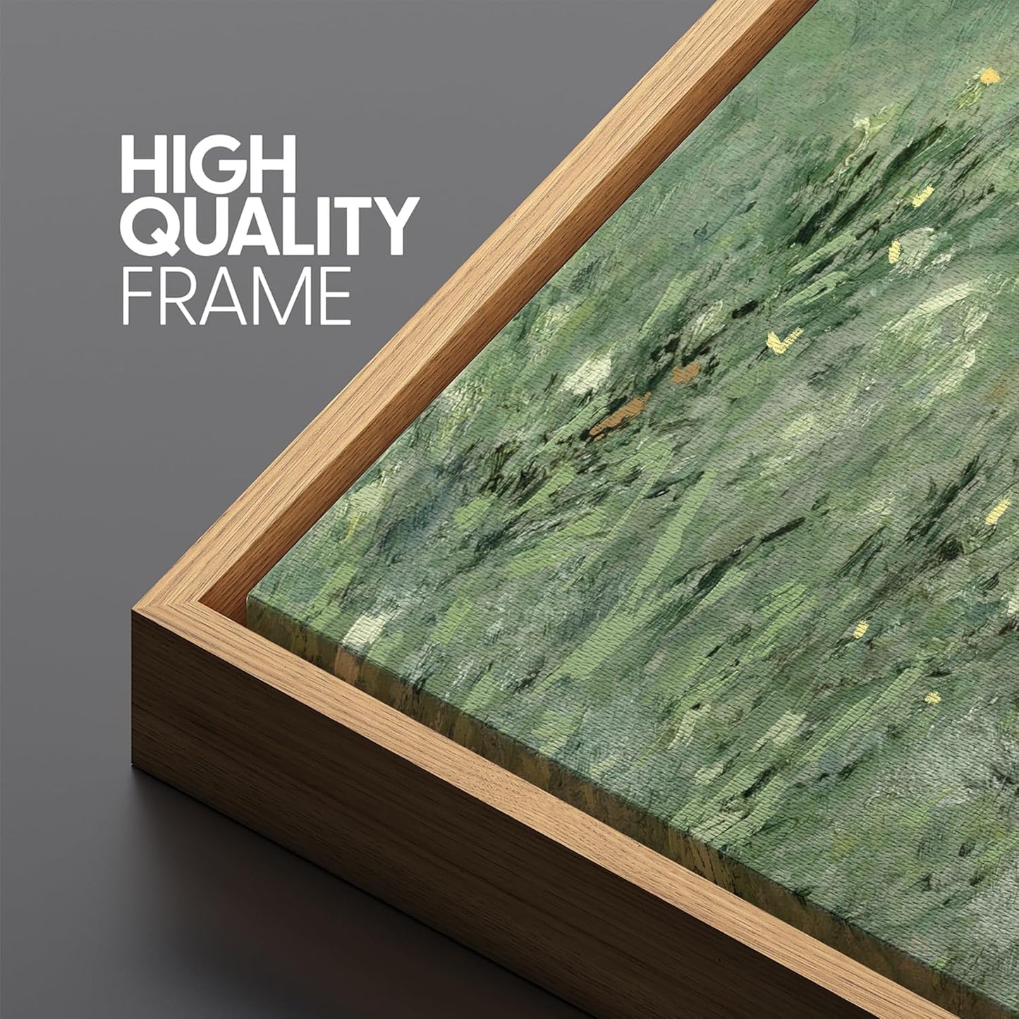 MUDECOR Large Framed Canvas Print Wall Art Meadow's Embrace Impressionist Wildflower Antique Retro Fine Art Illustrations Decorative Colorful for Bedroom - 60"x20"