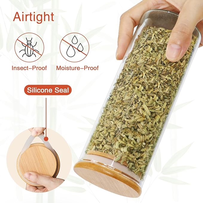 16 oz 20 pcs Glass Jars with Bamboo Lids, Stackable Clear Food Storage Jars, Airtight Kichen Glass Pantry Storage Containers with Lids for Rice, Candy, Sugar, Flour, Nuts, Cookie, Spice