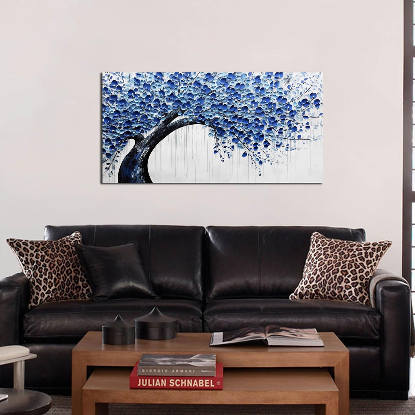 Large Wall Art for Living Room Bedroom Home Office Blue Tree of Life Wall Art Floral Picture Framed Wall Decor Modern Canvas Prints 20x40 In