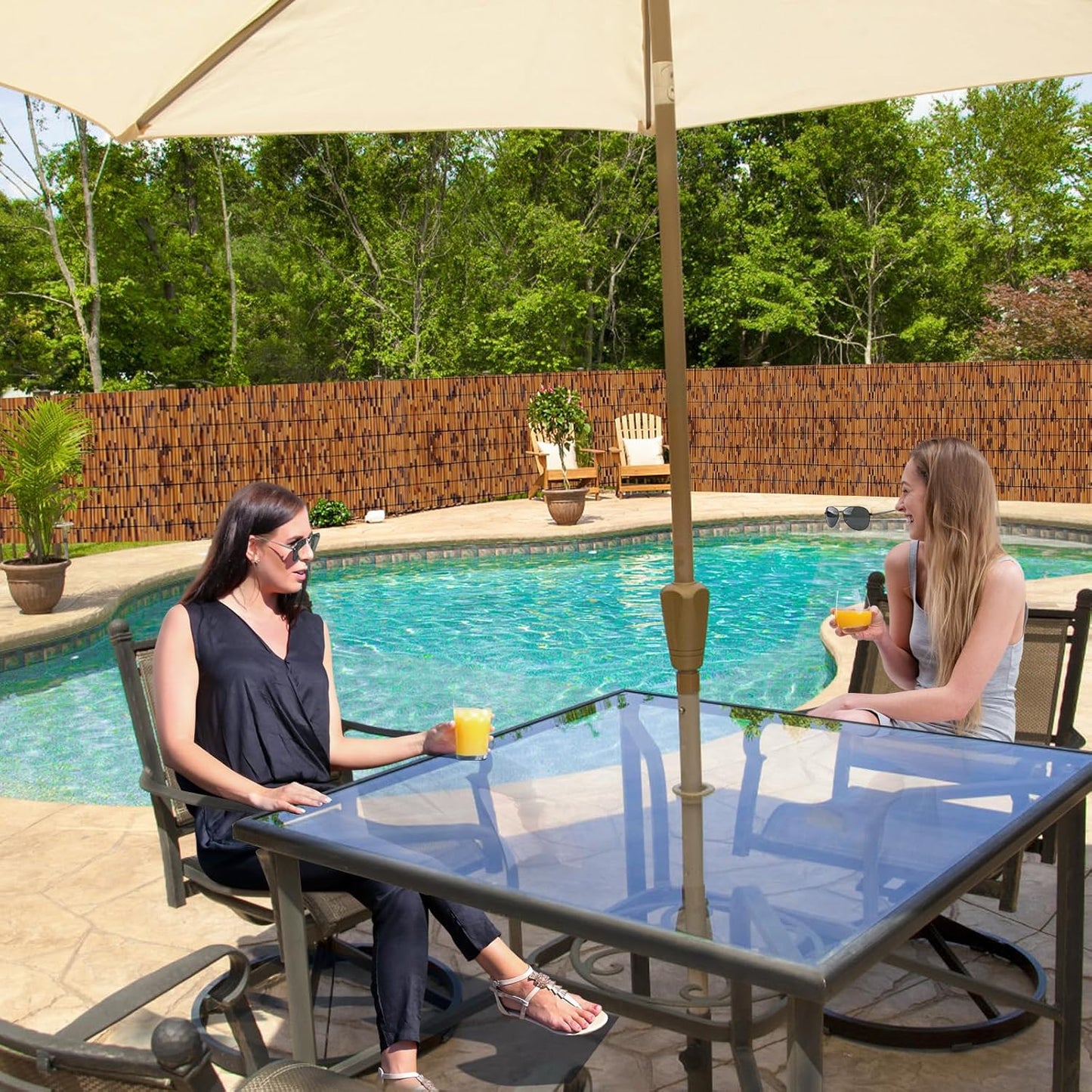 Bamboo Reed Fencing, Light Russet Bamboo Fence Rolls 3 Feet High, Decorative Reed Curtains Privacy Screen Outdoor for Patio Garden Balcony Backyard, 3 x 16 FT (2 Pcs)