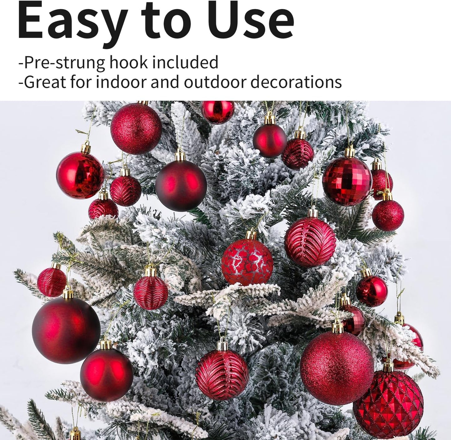 LANGXUN 36pcs Wine Red Christmas Tree Decorations Balls, Bolas De Navidad, 2025 Christmas Decor, Indoor Outdoor Shatterproof Christmas Ornaments, Xmars Party Wedding Suppiles