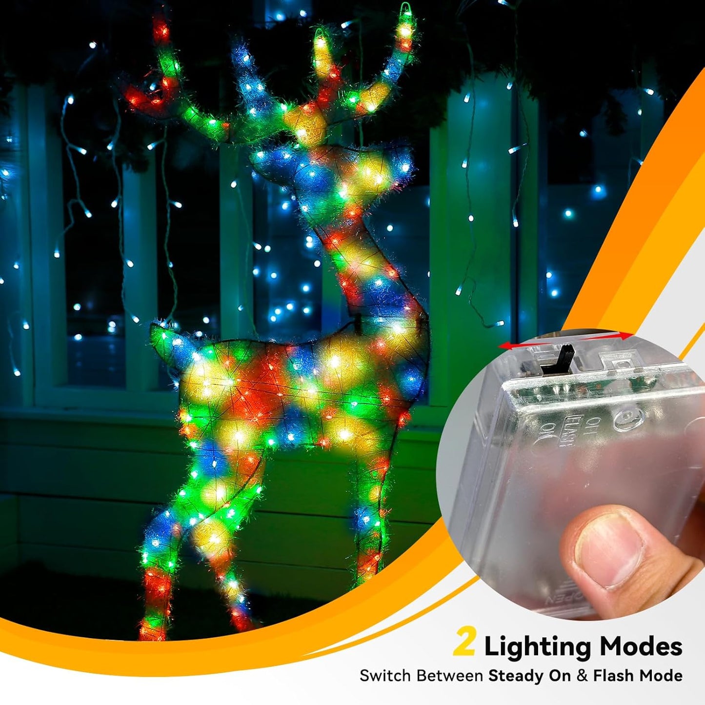 4 Pack 60LED Christmas Fairy Lights Battery Operated - 20FT Twinkle Lights with 2 Lighting Modes Indoor Outdoor, Waterproof Led Fairy String Lights for Bedroom, Classroom, Dorm, DIY Decor, Multicolor