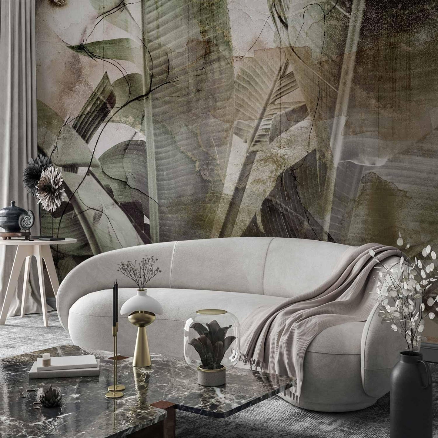 artgeist Wall Mural Tropical Leaves 157x110 in - XXL Non-Woven Wallpaper Fleece Wall Decor Photo Print Picture Image Design Plant Jungle Nature Like Painted b-C-0776-a-a