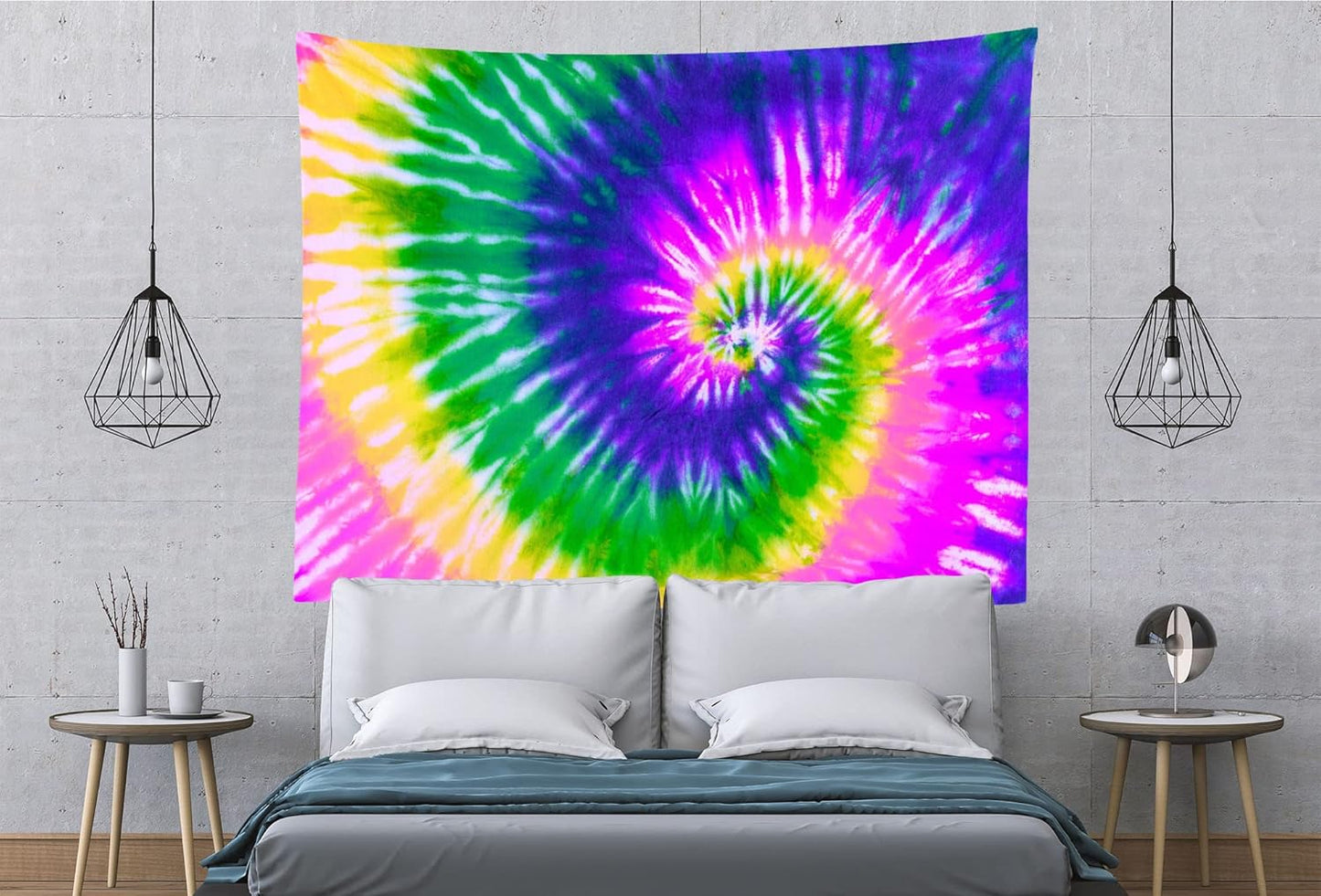BELECO Tie Dye Tapestry Fabric Wall Hanging 60x50 Inch Hippie Tapestry 60's Tie Dye Wall Decor Watercolor Rainbow Spiral Tie Dye Art Tapestries for Bedroom Living Room Dorm Home Decor
