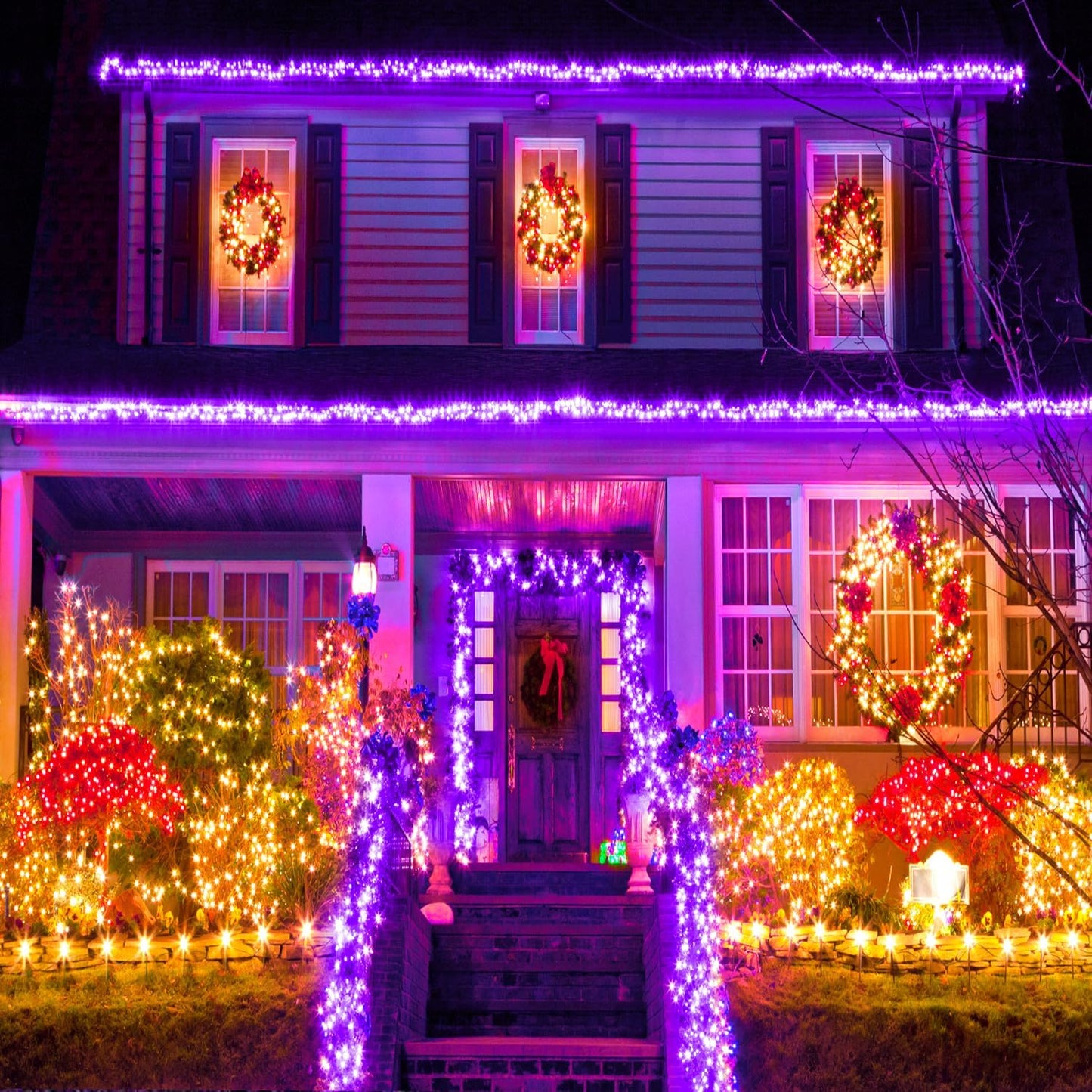 250 LED Purple Halloween Lights, 82 FT Christmas Lights Indoor Outdoor 8 Modes Plug in Waterproof Purple String Lights for Tree Christmas Halloween Thanksgiving Decorations