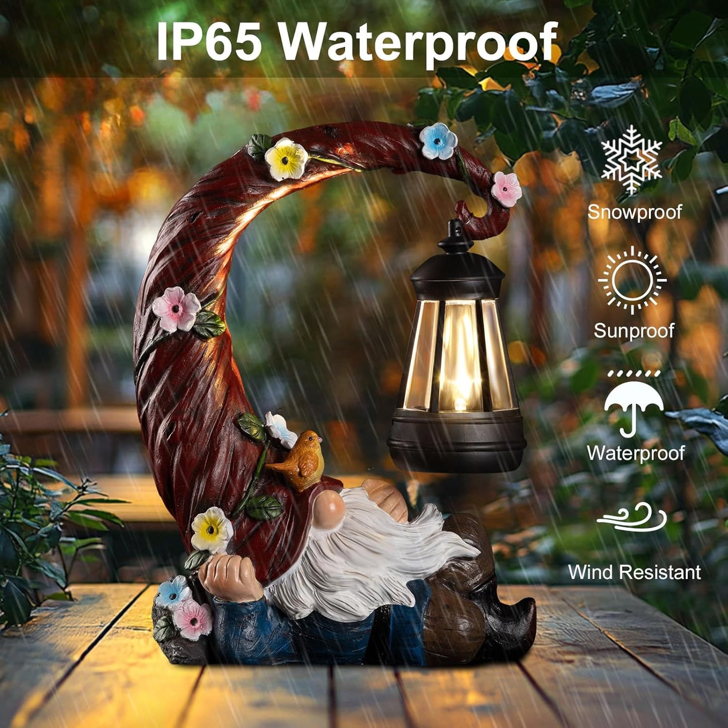 Garden Gnomes Outdoor Statues with Solar Light Funny Gnome Decor Gifts for Women Mom Gnomes Decorations for Home Patio Lawn Yard Garden Decor