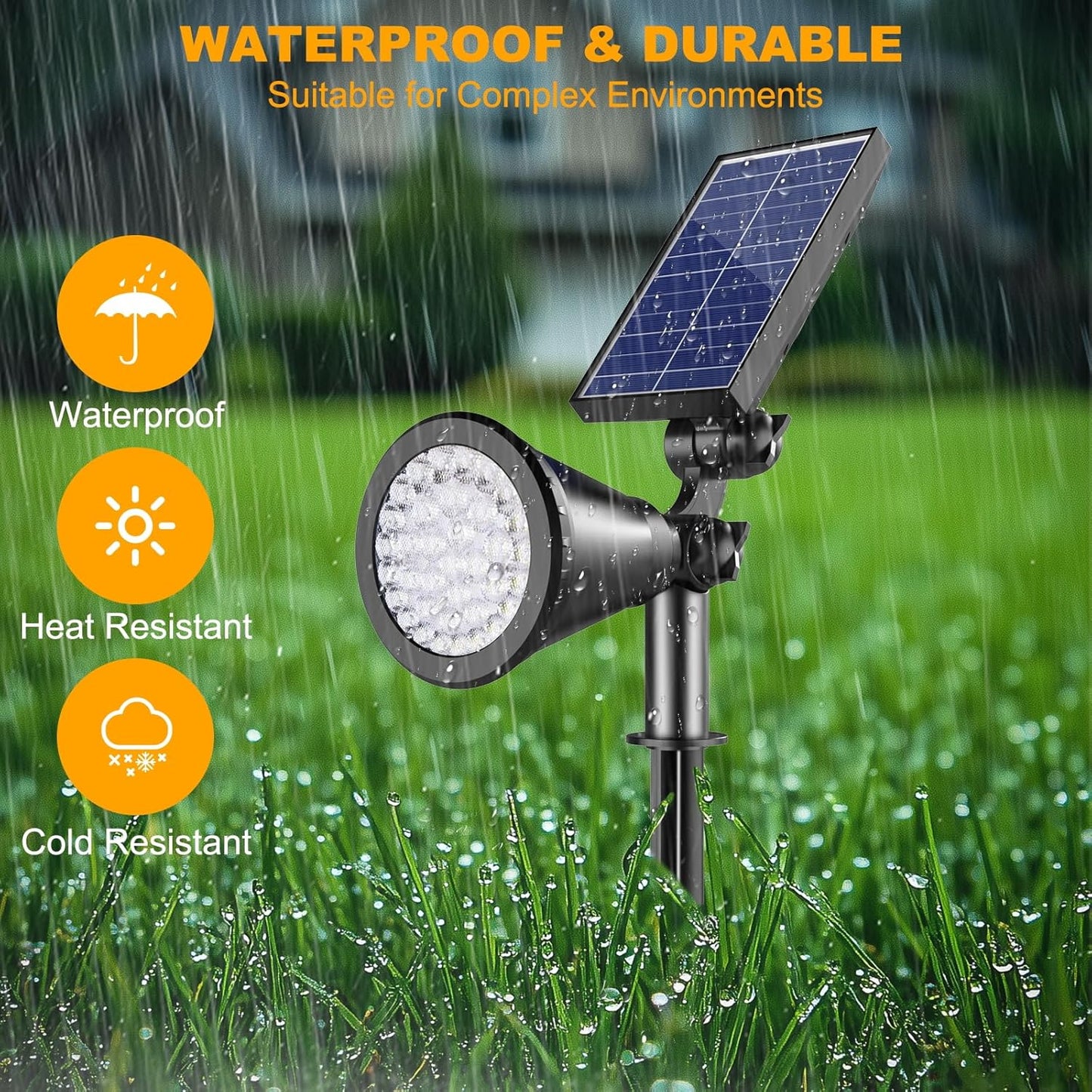 Solar Lights Outdoor Waterproof, 36 LEDs 1000LM Adjustable Solar Spot Lights Outdoor, 2-in-1 Solar Powered Spotlight Landscape Lighting for Garden, Yard, Pathway- 1 Pack (Cool White)