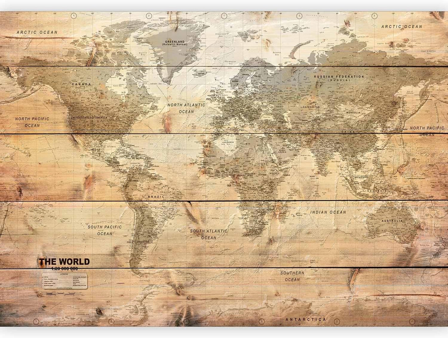 artgeist Wall Mural World Map 154x110 in - XXL Peel and Stick Self-Adhesive Wallpaper Removable Large Sticker Foil Wall Decor Print Picture Image Design Map of The World k-A-0218-a-a