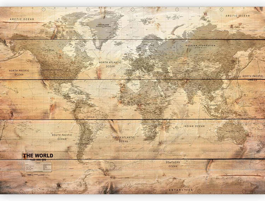 artgeist Wall Mural World Map 154x110 in - XXL Peel and Stick Self-Adhesive Wallpaper Removable Large Sticker Foil Wall Decor Print Picture Image Design Map of The World k-A-0218-a-a