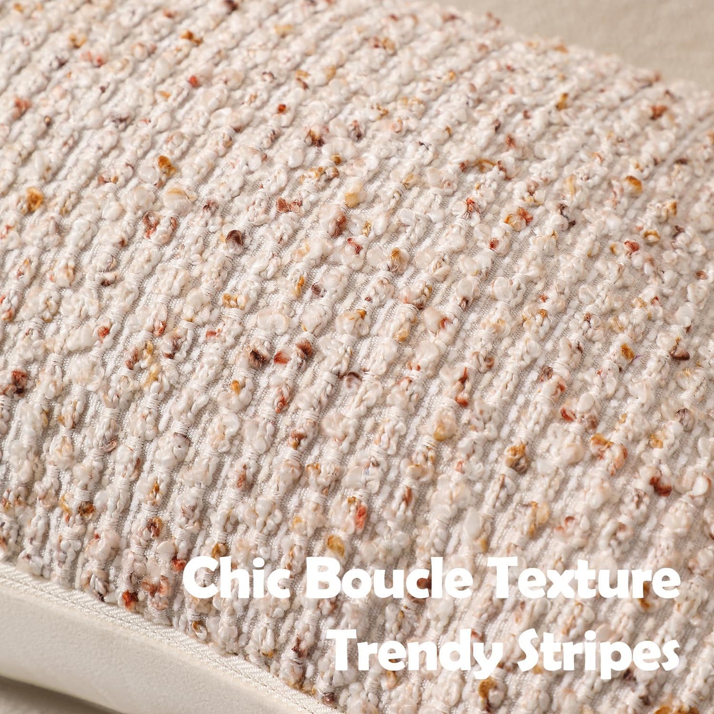 Striped Throw Pillow Covers 12x20 Set of 2 Beige Textured Boucle Chic Morden Boho Accent Farmhouse Rectangular Lumbar Decorative Couch Pillow Covers for Home Decor Bed Sofa Living Room