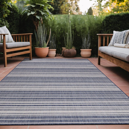Stripe Outdoor Rug 9x12 Washable Outside Carpet for Indoor Patio Porch Waterproof Easy Cleaning Non Shedding Area Rugs Blue 9 x 12