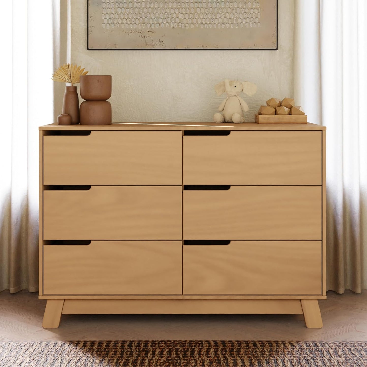 babyletto Hudson 6-Drawer Dresser for Nursery - GREENGUARD Gold Certified - Assembled Wooden Double Chest of Drawers for Kids, Boys and Girls - Baby Dresser for Bedroom, Living Room & Hallway - Honey