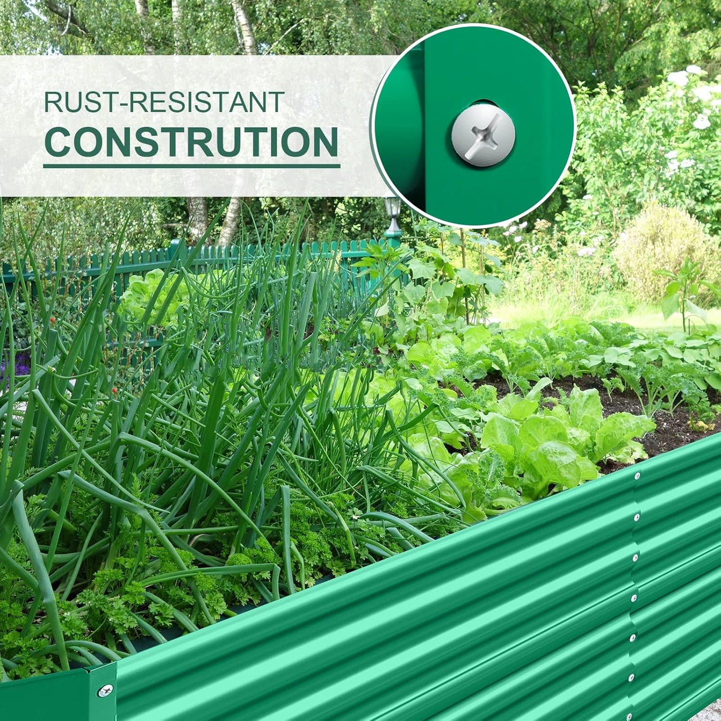 Land Guard 6×3×2 ft Galvanized Metal Raised Garden Bed, 2FT Deep Root Elevated Planter Box Steel Large Vegetable Flower Bed Kit(Green)