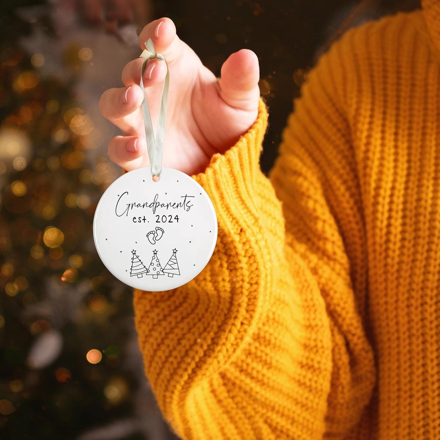 Grandparents Ornament - Grandma Grandpa Ornaments - Promoted to Grandma Grandpa 2024 Ornaments - Ceramic Ornament