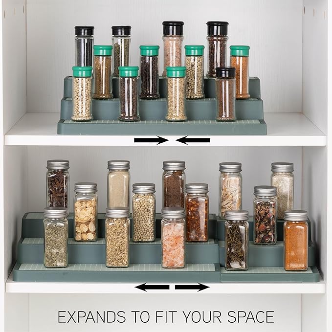 SIMPLEMADE 3-Tier Spice Rack Organizer - Versatile Storage Shelf for Kitchen, Bathroom, Bedroom & Office, Set of 1, Expandable Sage