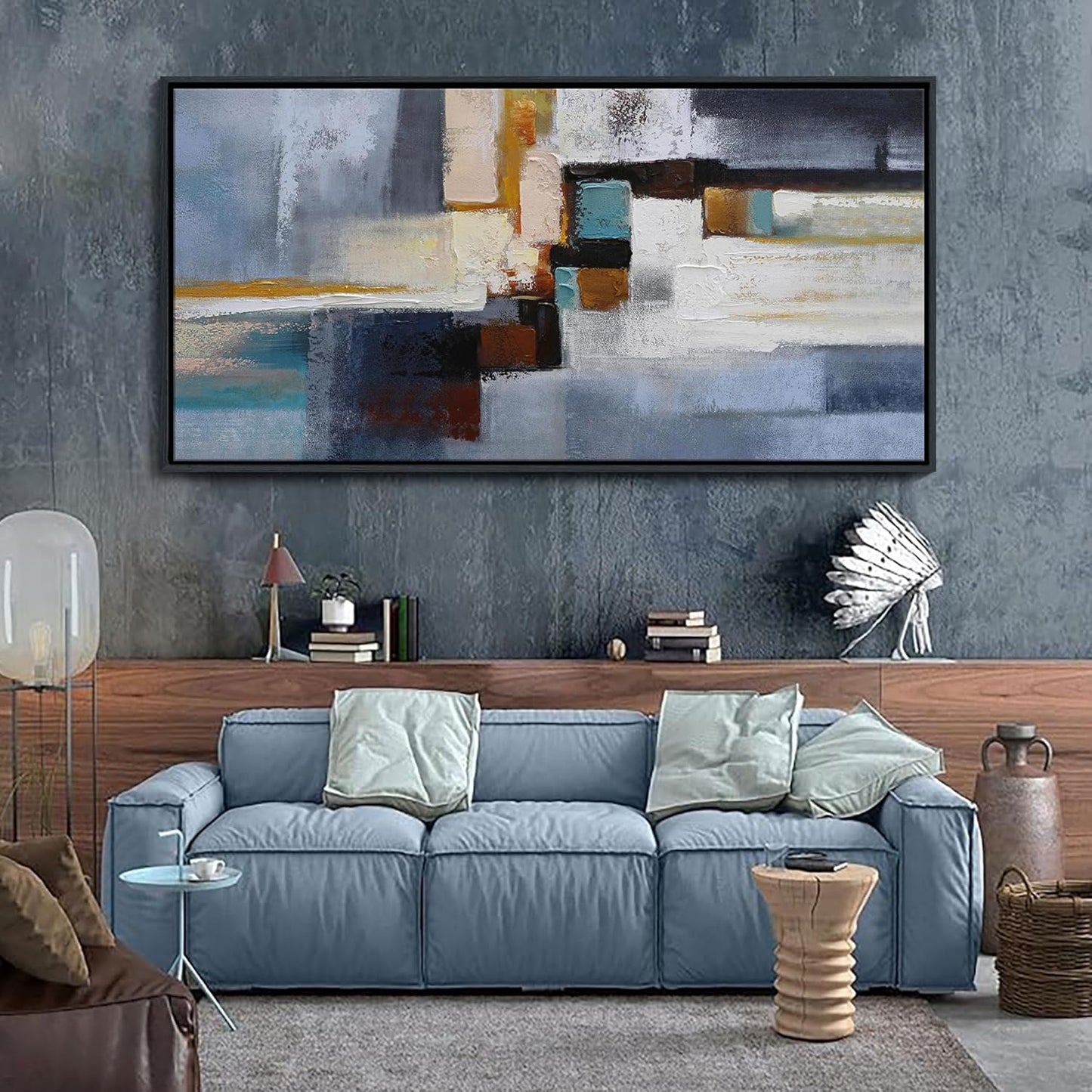 KLAKLA Large Canvas Wall Art - Modern Abstract Picture Artwork for Wall Black Frame Wall Art for Living Room Bedroom Office Painting Art
