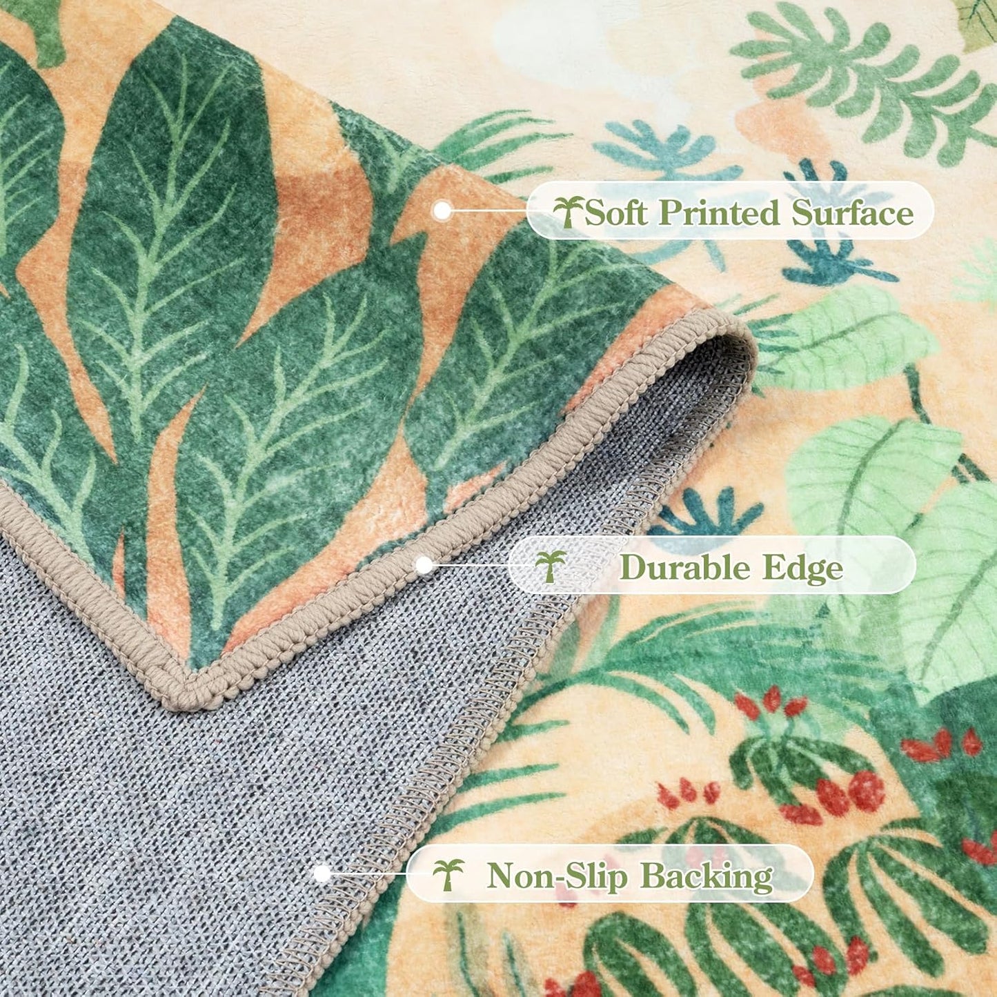 LIVEBOX Boho Jungle Animal Print 5 x 7 Area Rugs for Living Room, Soft Yellow Rug for Bedroom, Non-Slip Machine Washable Rugs for Dining Room Office, Kids Rugs for Playroom Sun Rug for Nursery Room