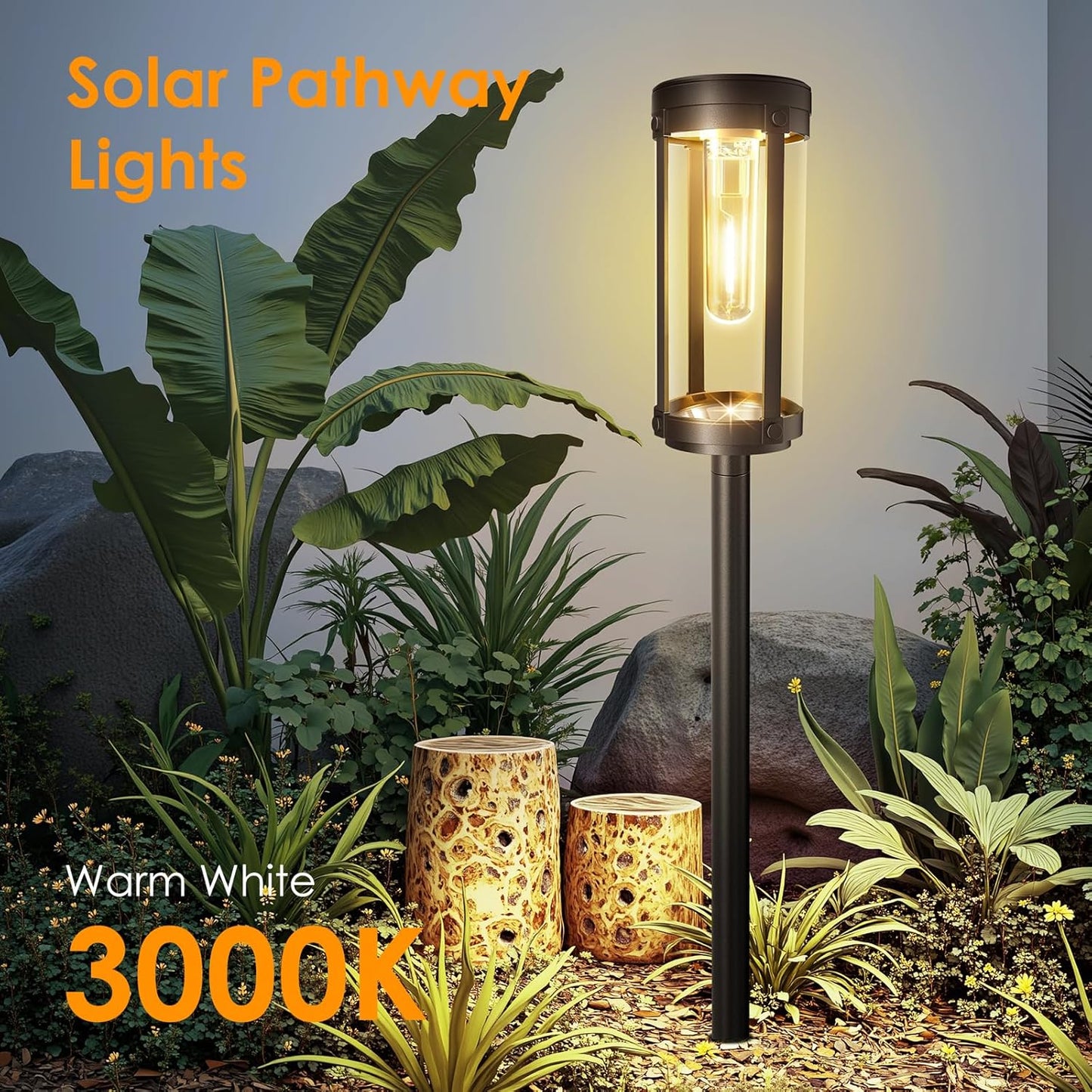 Bright Solar Pathway Lights Outdoor, 2 Pack Upgraded Solar Powered Garden Lights Waterproof, Auto On/Off Solar Yard Light for Lawn Patio Walkway Driveway Landscape Lighting Decor (Warm White, 2 Pack)