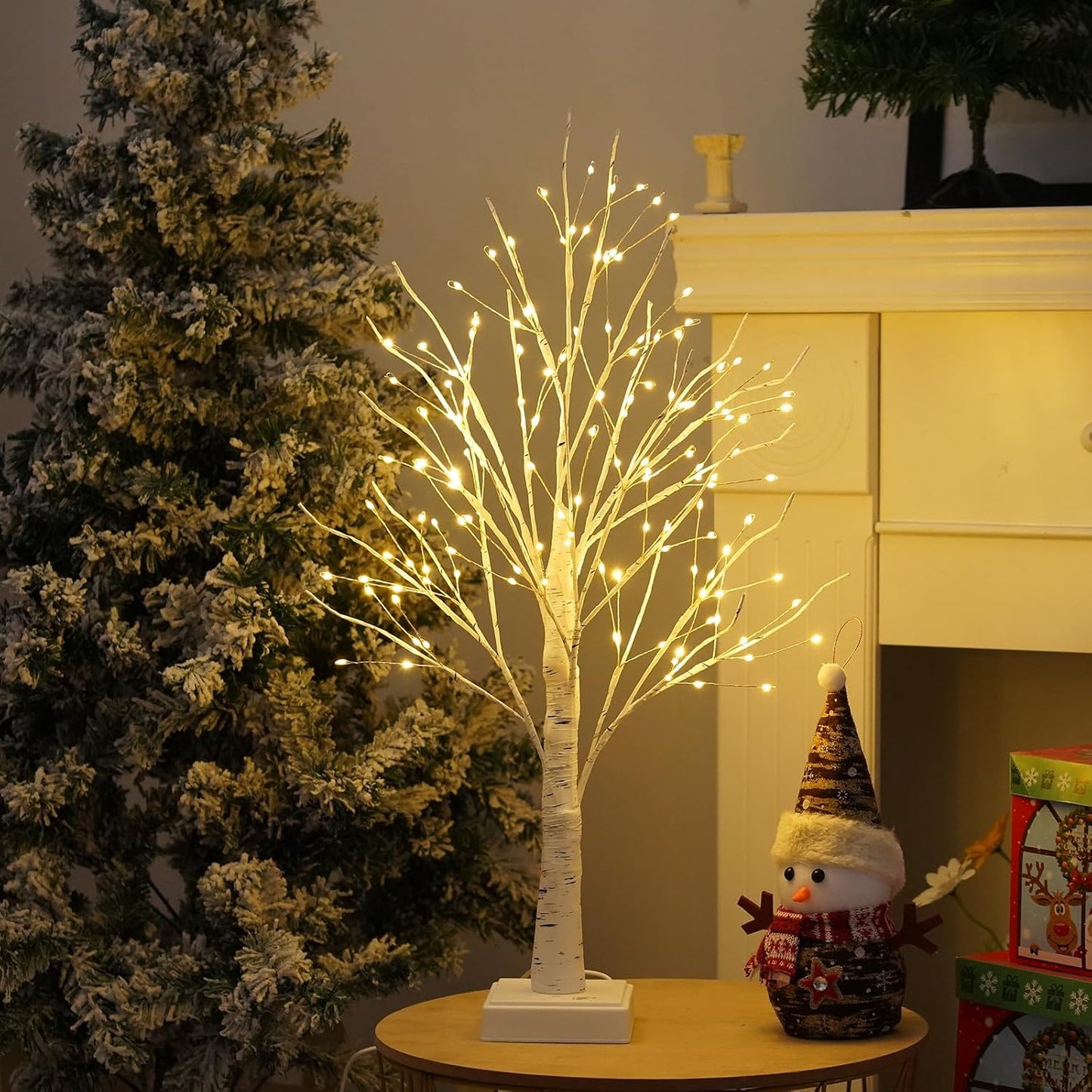 144 LED Birch Tree Lights, DIY Artificial Tree Lamp Timer Battery/USB Operated, Tabletop Bonsai Fairy Light Spirit Tree for Bedroom Christmas Home Gifts Decor (Warm White)