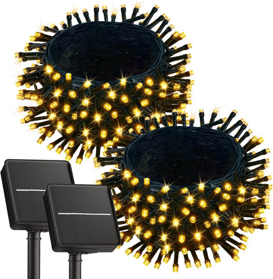 Brightown 2 Pack Solar String Lights for Outside, 92Ft 240 LED Solar Lights Outdoor Waterproof with 8 Modes, Solar Outdoor String Light for Patio Yard Tree Garden Party Decorations, Warm White