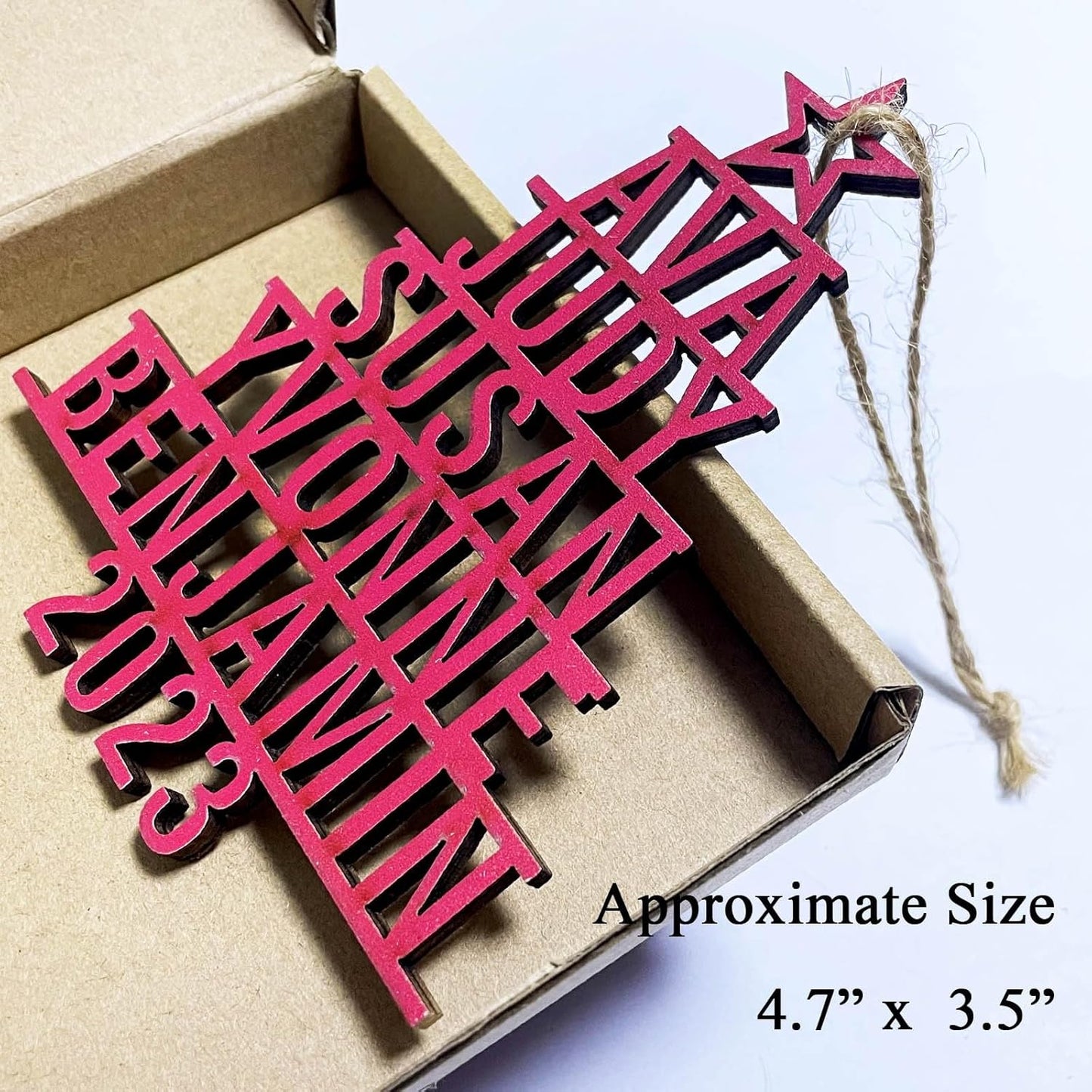 2025 Personalized Christmas Ornaments Family of 2/3/4/5/6/7/8,Custom Christmas Tree Ornaments Deorations with Names,Customized Xmas Ornaments Tree Deorations,Personalized Wooden Ornaments Gifts