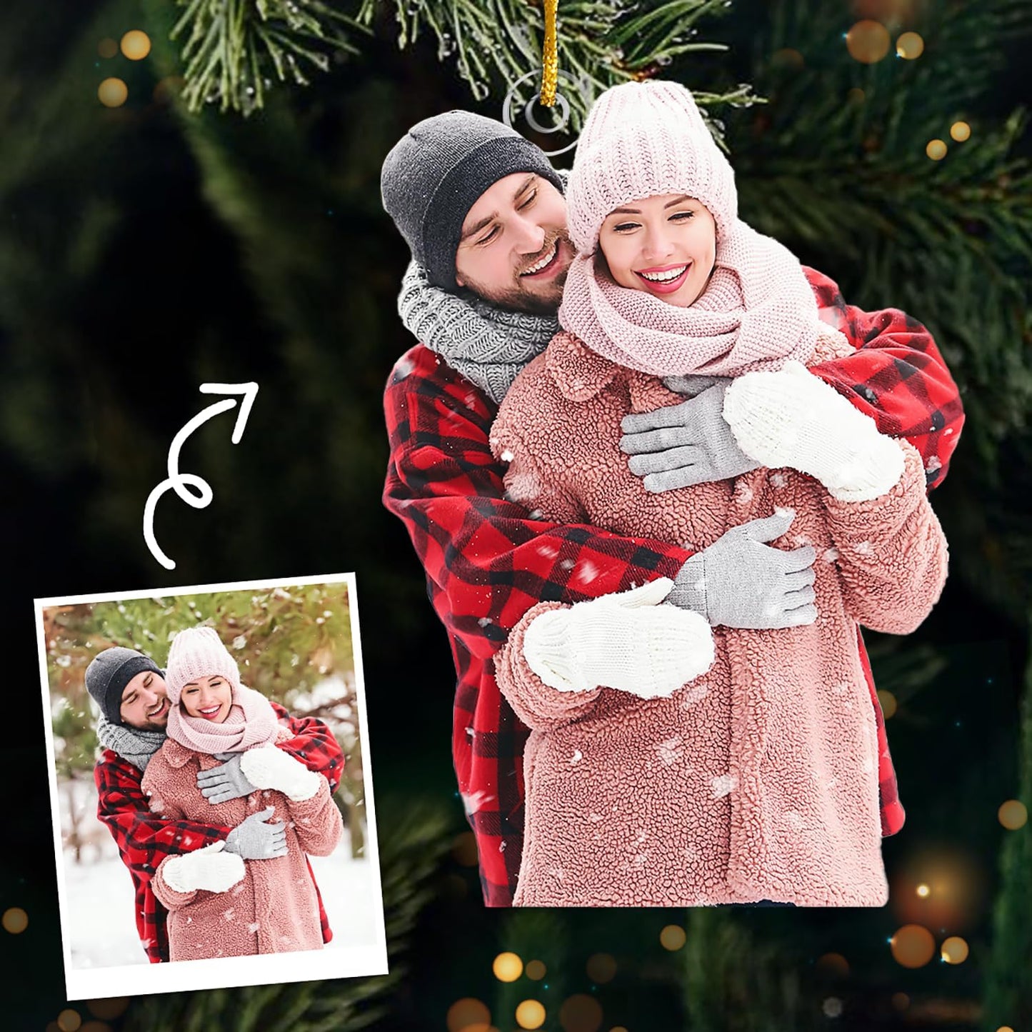 DOPTIKA Personalized Photo Ornament, 2D Christmas Ornaments Gifts for Couples 2025, Personalized Christmas Ornaments 2025, Couple Gifts for Husband Wife Boyfriend Girlfriend, Photo Ornament