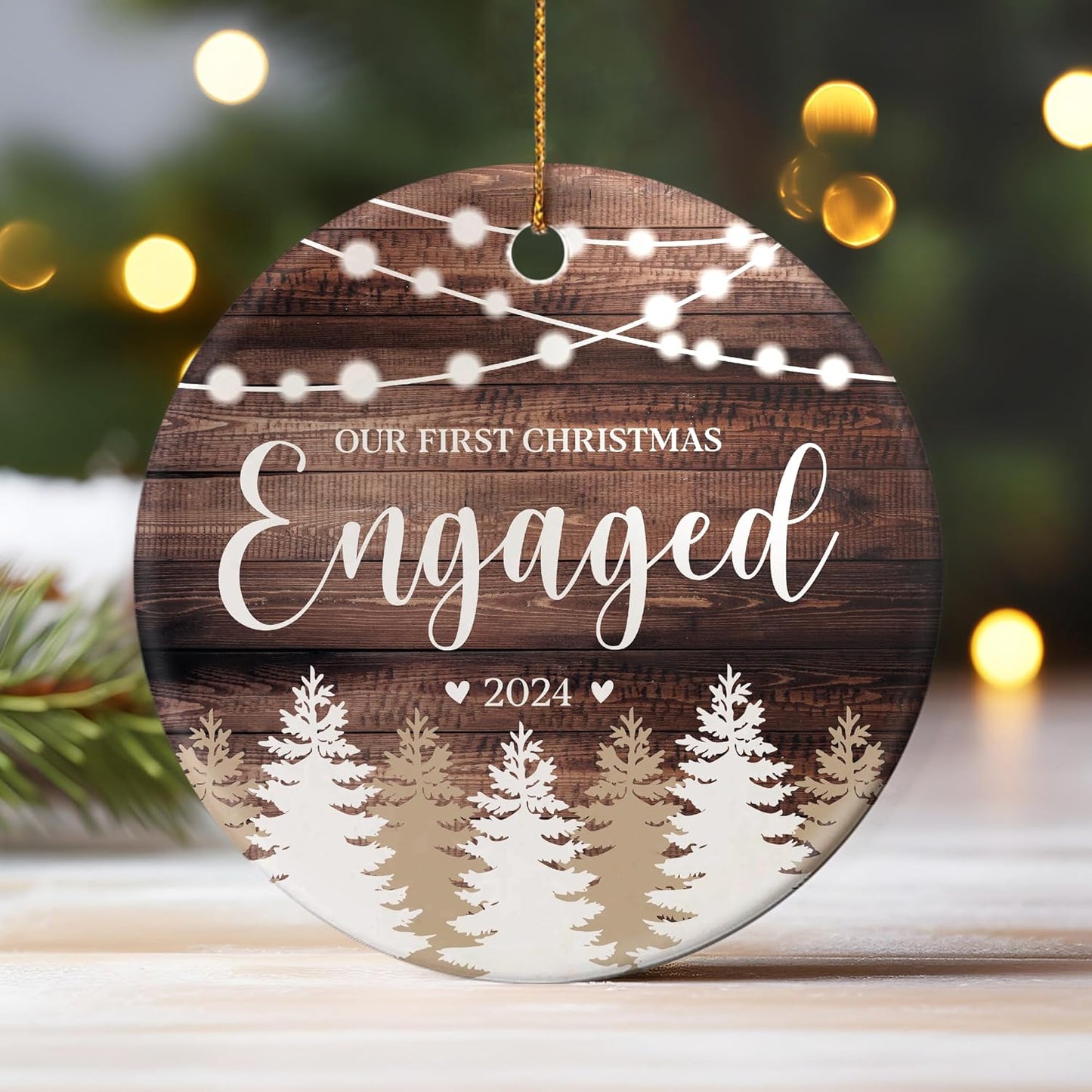 Engagement Gifts for Couples - Our First Christmas Engaged 2024, 1st Christmas Ornament, Wedding Ornaments for Bride, Newlywed, Bridal Shower Gift - Newlywed Keepsake Ornament
