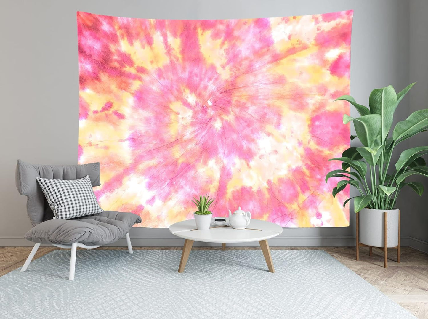 Loccor 9x6ft Tie Dye Tapestry Light Orange Watercolor Craft Dirty Tie-Dye Textile Abstract Chaotic Hippie Tapestry Wall Hanging for Living Room Bedroom Decor （Pattern Painted on Polyester Fabric）