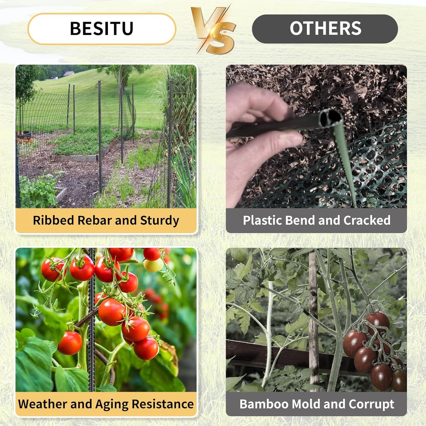 Rebar Stakes 48 inches 16-Pack Concrete Form Stakes Straight 3/8" Diameter Rebar Ground Metal Stakes for Landscaping, Securing Fence, Garden Plants Support, Survey Markers and Securing Trees