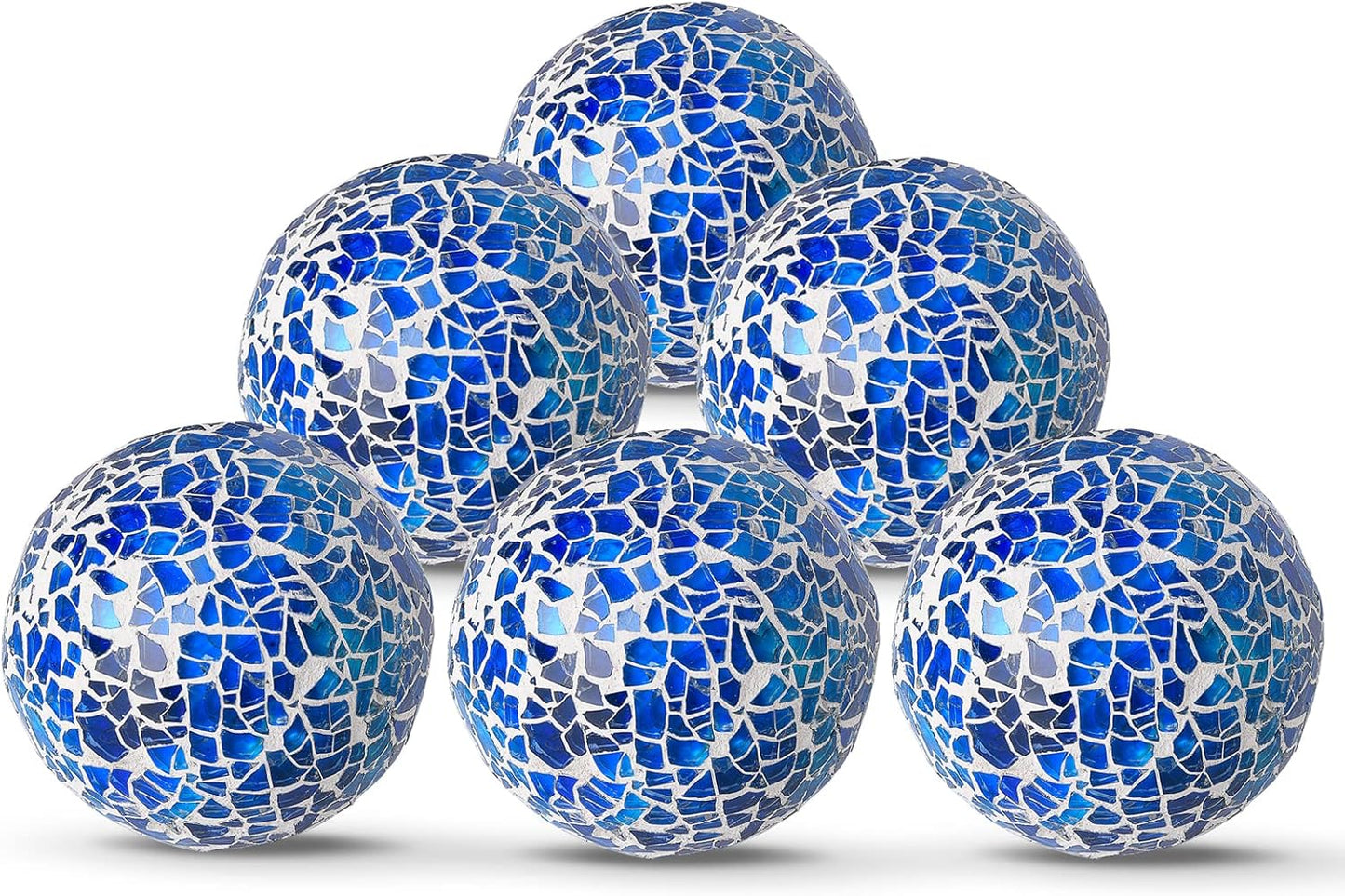 6Pcs Decorative Ball Set, 6cm/2.4inch Mosaic Glass Orbs Centerpiece Balls for Decorate Tables, Wedding Party