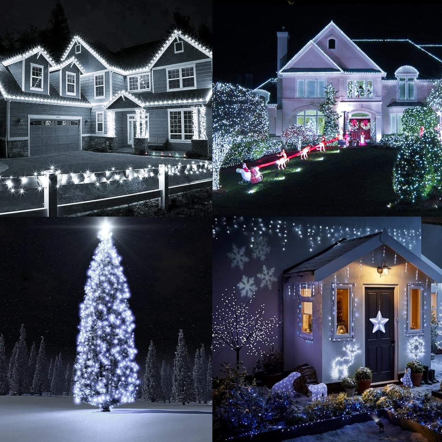 TW SHINE 2 Pack Solar String Lights Outdoor, Total 80 FT 240 LED Solar Powered Waterproof White Fairy Lights 8 Modes for Outside Christmas Party Tree Wedding Yard Decorations