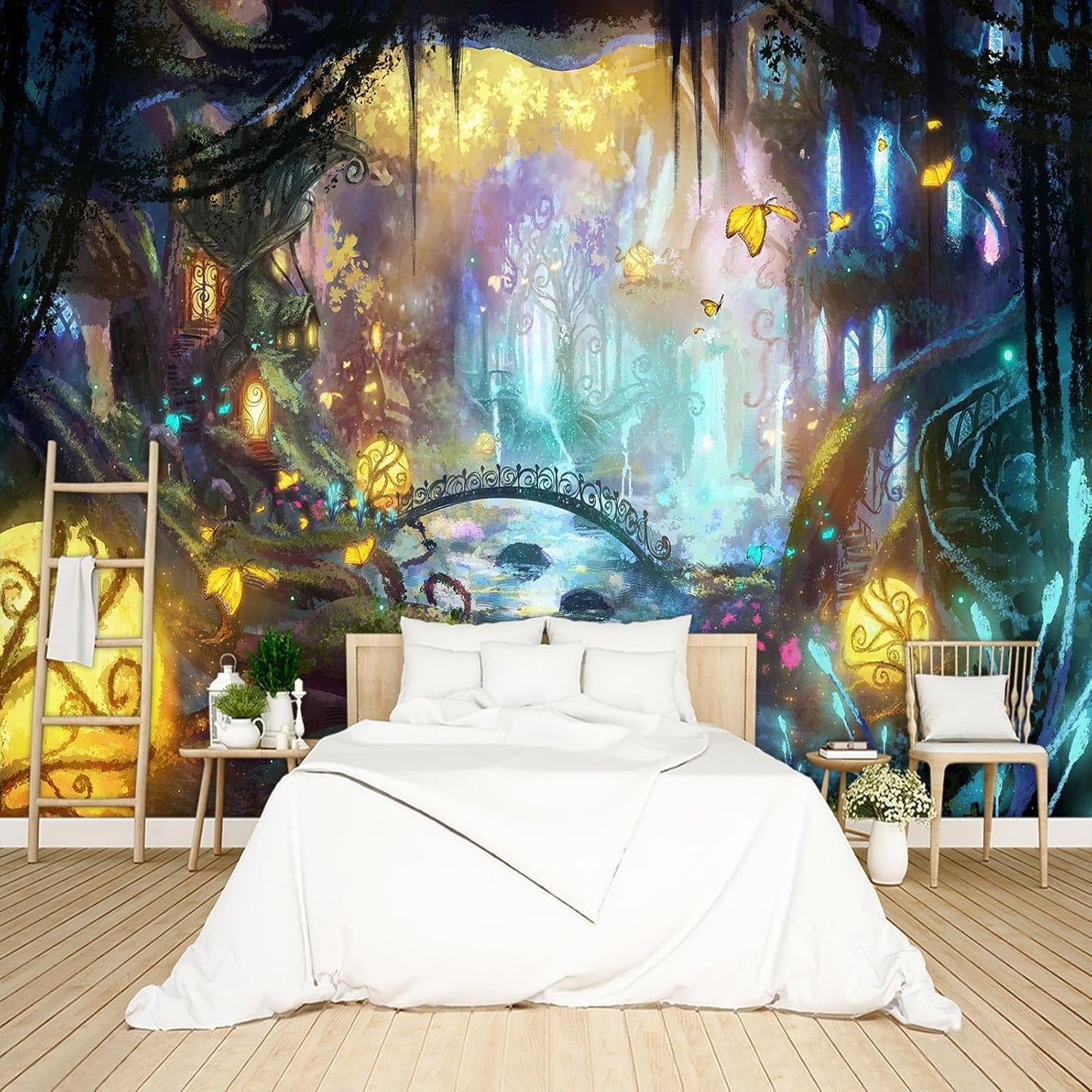 Enchanted Forest Wallpaper Peel and Stick Wall Mural for Bedroom Living Room - 96"x137"