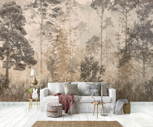 -Vintage Forest Natural Wall Bedroom Mural XT18 M 140" x 91"