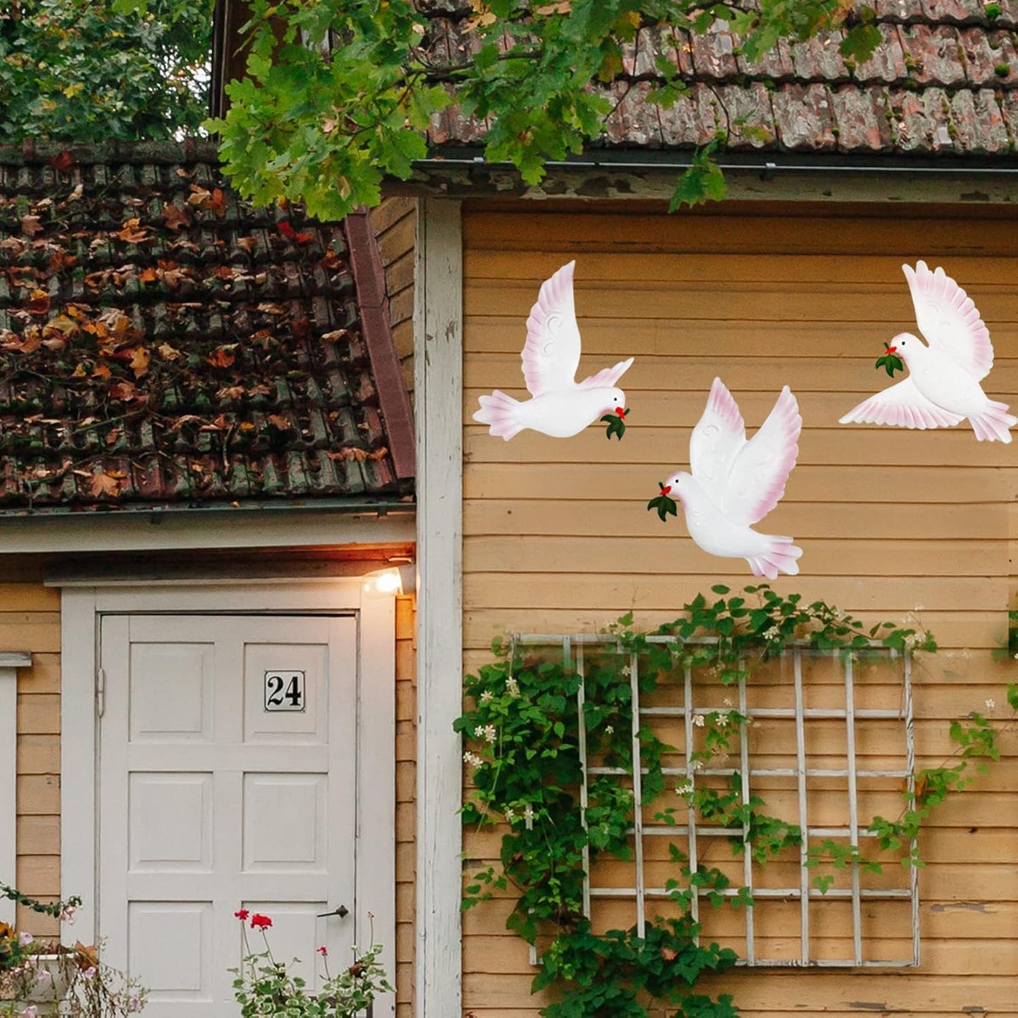 J-Fly Dove Wall Decor Metal Wall Decor Outdoor Indoor Ornament Suitable For Bathroom Living Room Garden Wall Decoration 9 Inch 3 Pack