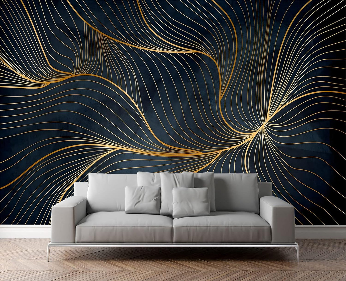 Simple Golden Lines Wall Mural Wallpaper for Bedroom 103" x 69"