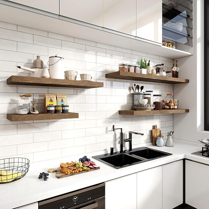 48 Inch Floating Shelves, 11.6 Inch Deep Floating Shelves for Wall, Floating Shelf with Invisible Brackets, Deep Shelves for Bathroom, Bedroom, Living Room, 1 Pack, Brown