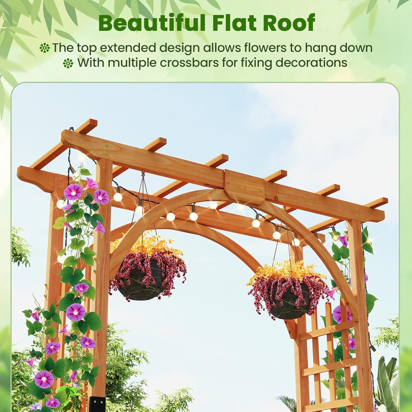 Giantex 85inch Wooden Garden Arch Wedding Arch for Ceremony, Garden Arbor Trellis for Climbing Plants Vines, Easy Assembly, Outdoor Flower Arches Wedding Arbor for Bridal Party