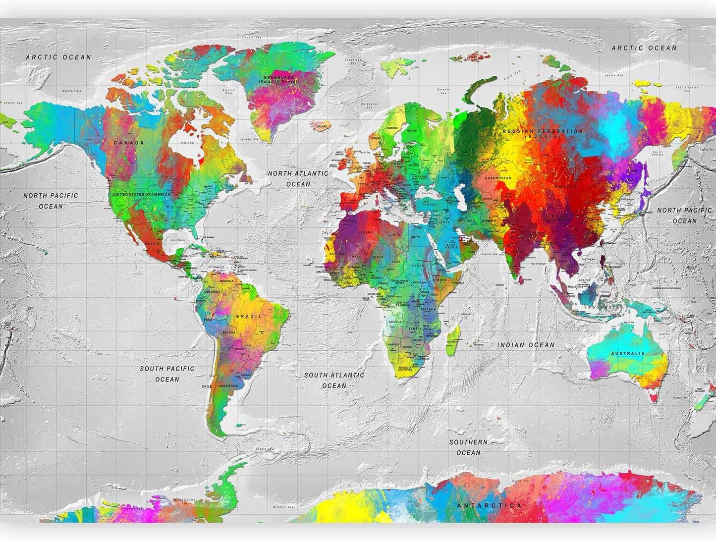 artgeist Premium Wall Mural World Map 79x55 in - XXL Non-Woven Wallpaper Fleece Wall Decor Photo Print Picture Image Design Home Map of The World k-A-0128-a-a