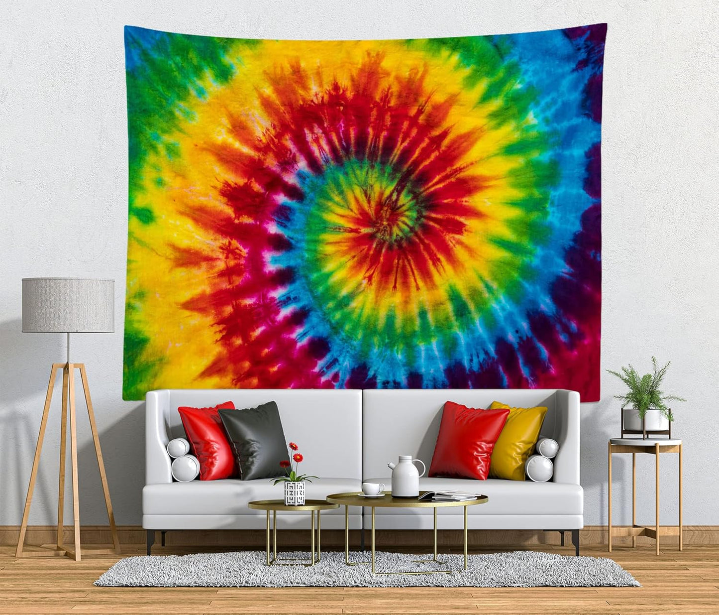 Loccor Tie Dye Tapestry Colorful Red Blue Yellow Green Orange Purple Retro Abstract Psychedelic Swirl Wall Hanging for Living Room Bedroom Dorm Home Decor 106''x70''
