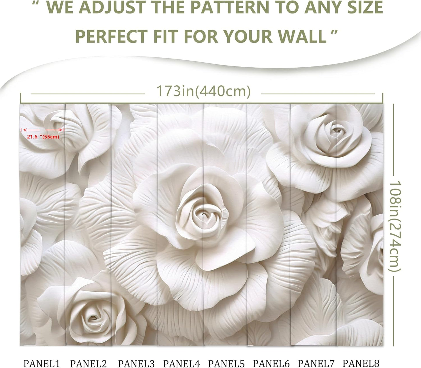 3D Relief Flower Wallpaper Mural for Living Room Bedroom (Not Peel n' Stick)