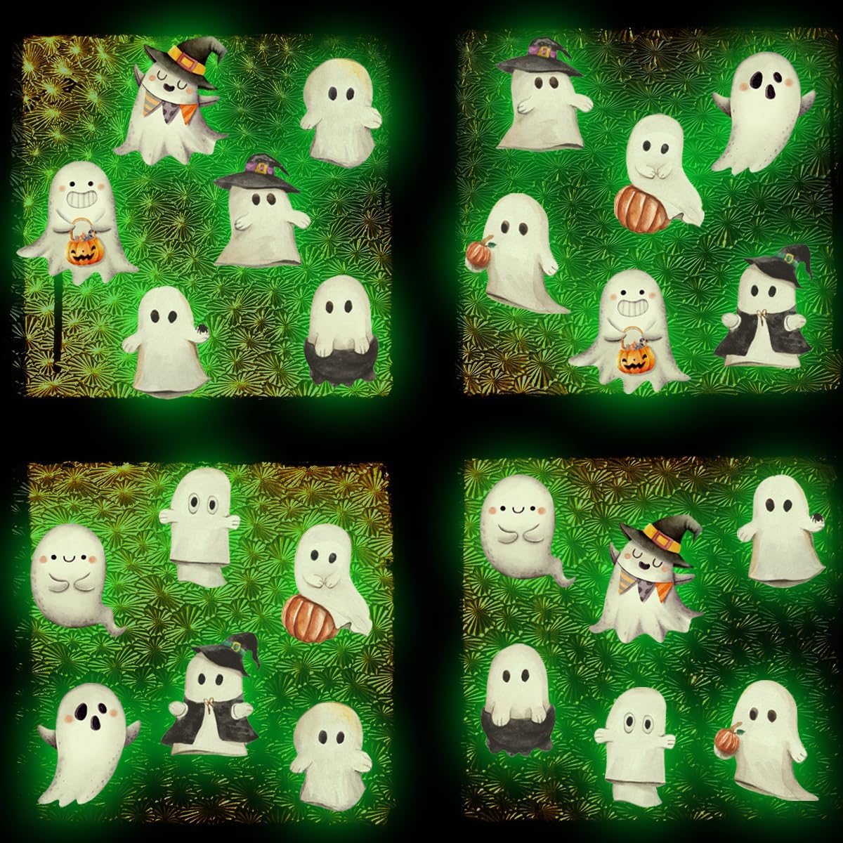 Clothmile Glow in The Dark Halloween Ghost Window Clings, Green Luminous Double-Side Window Stickers for Party Decorations, Home, School, Glass