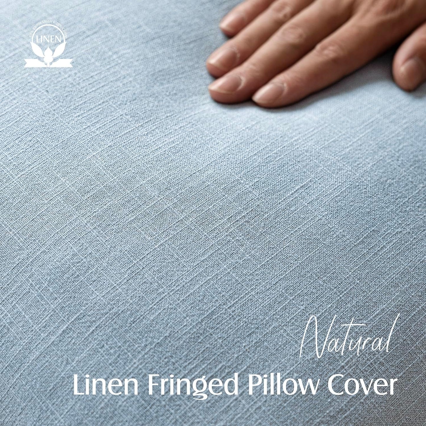 Foindtower Set of 2 Decorative Linen Fringe Throw Pillow Covers Boho Farmhouse Cushion Cover with Tassels Soft Accent Pillowcase for Couch Chair Sofa Bed Living Room Home Decor,16×16 Inch,Sky Blue