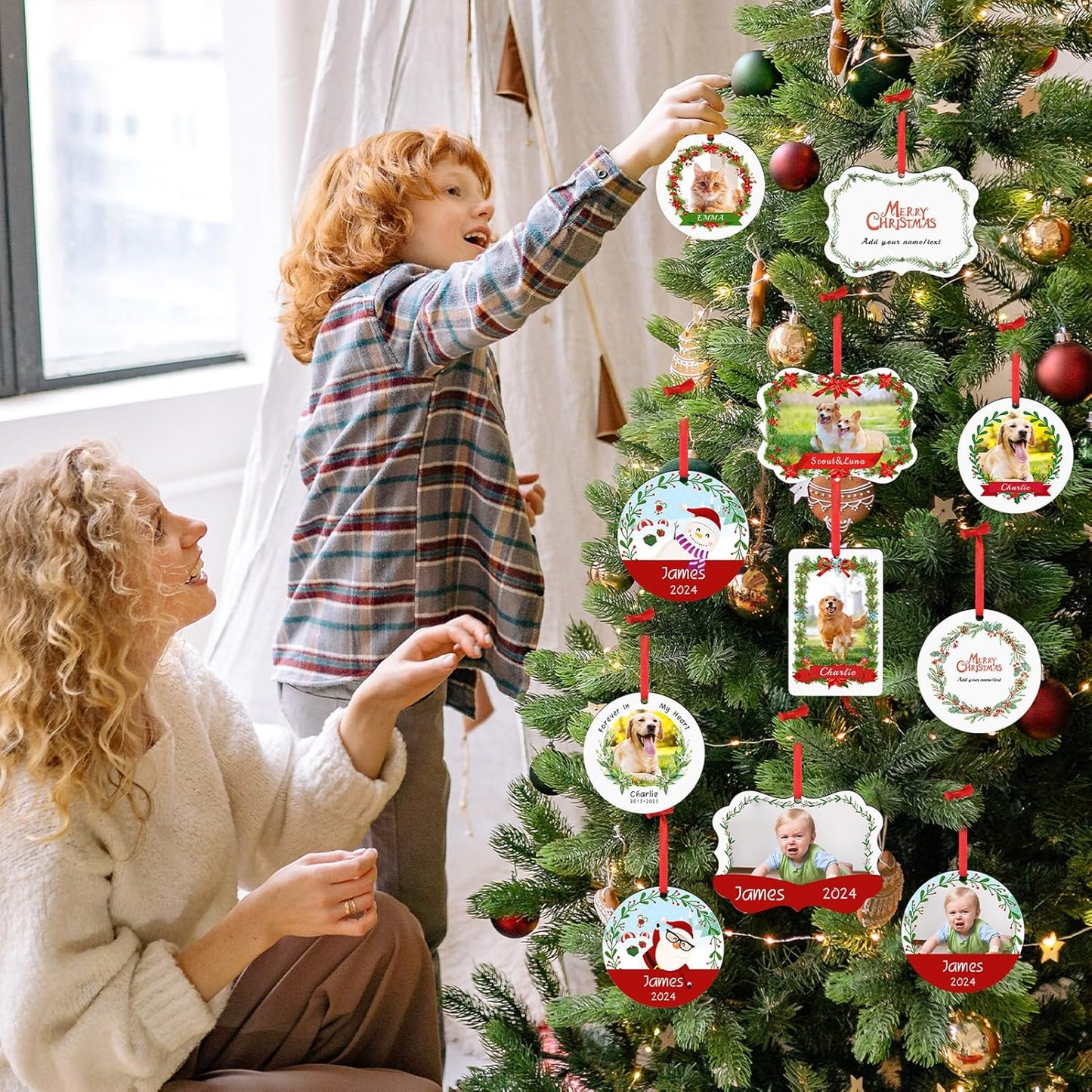 Personalized Christmas Ornaments 2025 Pet Memorial Gifts for Christmas Tree Custom Dogs Picture Photo Name Ornament Customized Cat Pet Xmas Decoration Gifts