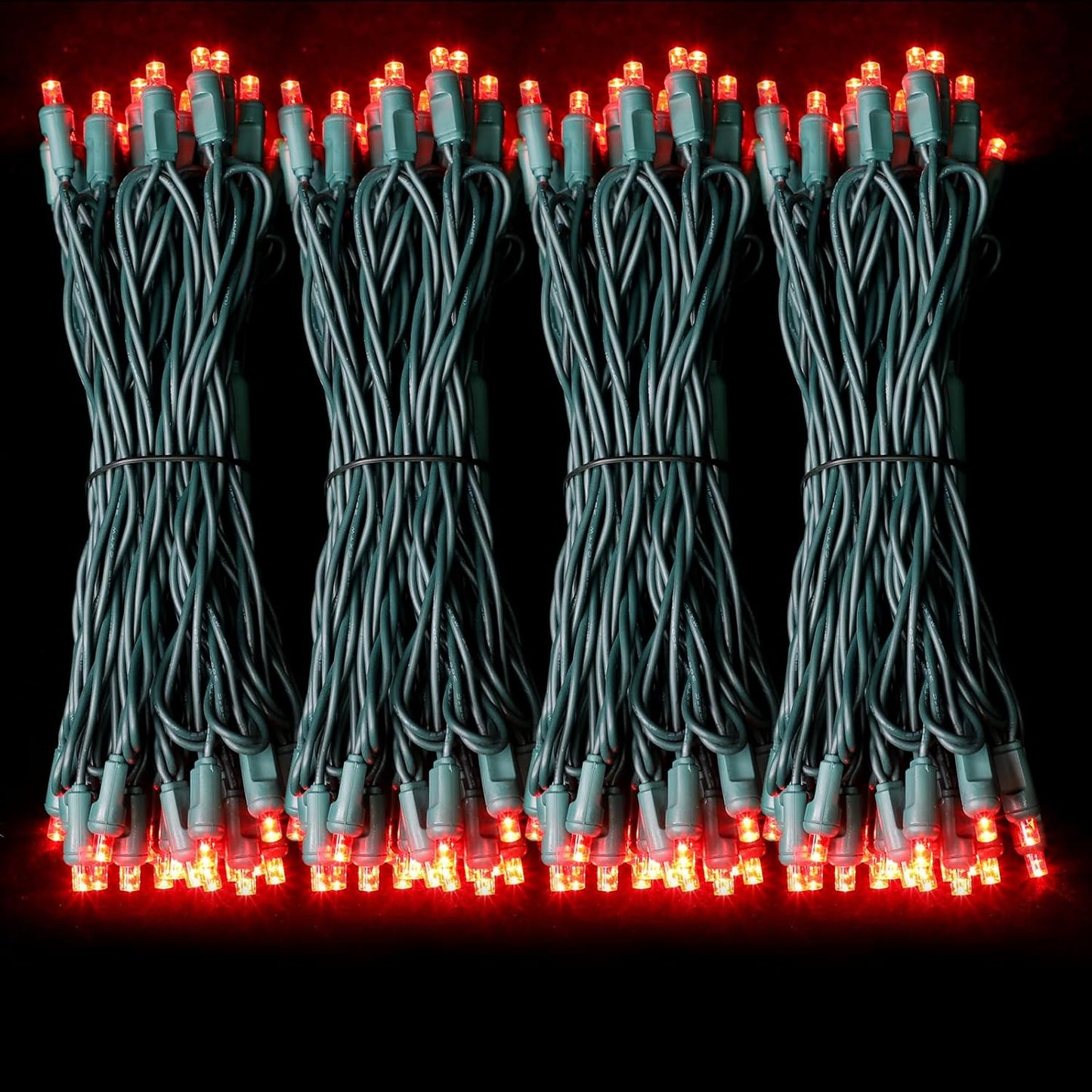 50LED String Lights,LED Christmas Lights,6" SPACING,Green Wire,RED Colour,Commercial Grade