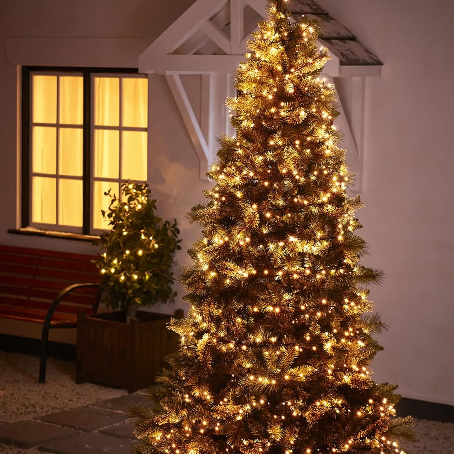 Dazzle Bright Warm White Christmas String Lights, 164ft 2000 LED Waterproof Green Wire Fairy Lights with 8 Modes, Outdoor Lights for Xmas Tree Holiday Wedding Party Christmas Decorations