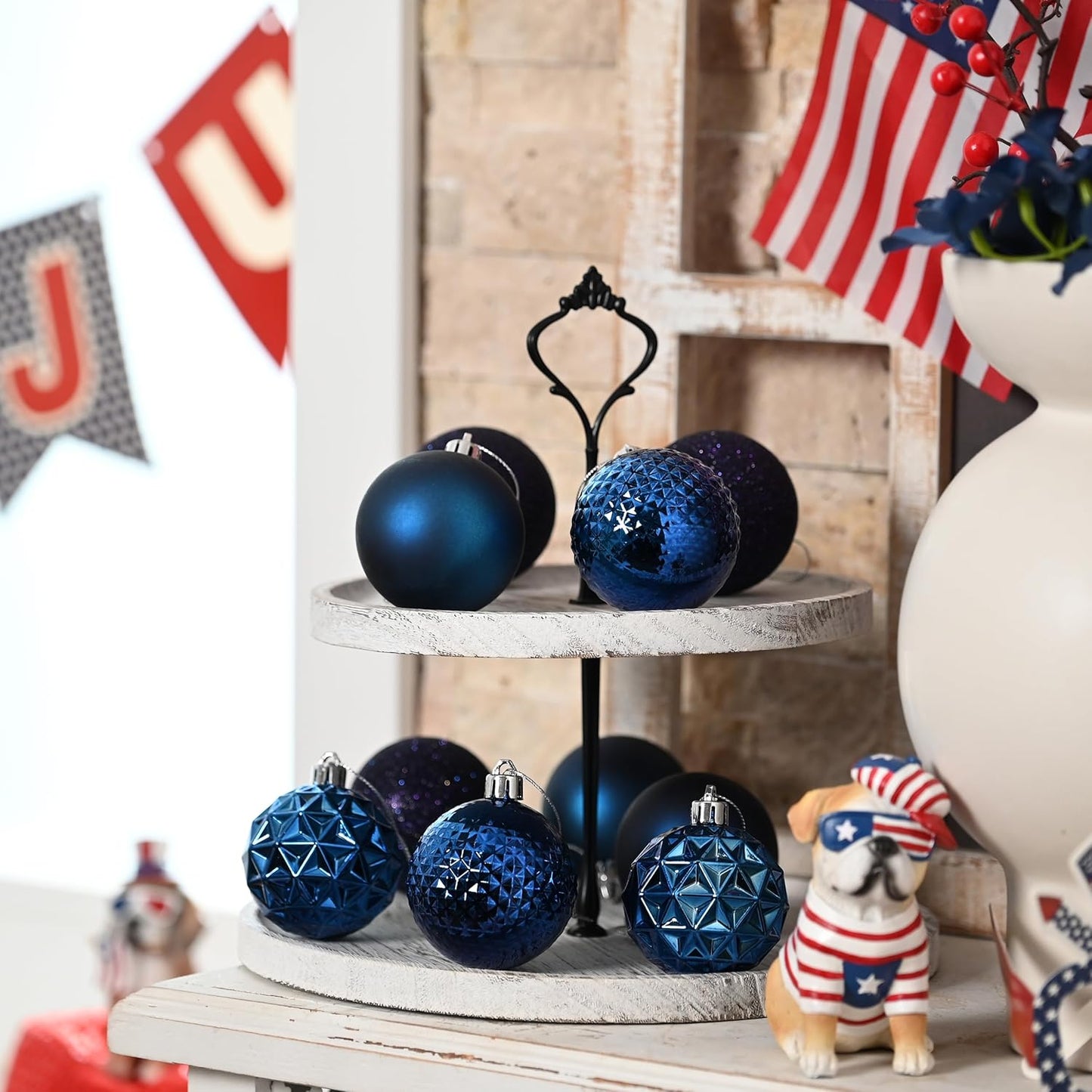 Valery Madelyn Christmas Tree Decorations Ornament Set for Fall Halloween, 50ct 2.36 Inches Navy Blue Shatterproof Christmas Ball Ornaments Hanging Xmas Holiday Party Decor