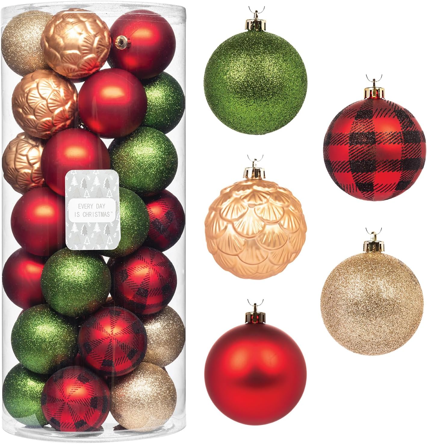 Every Day is Christmas Ornaments, Shatterproof Christmas Tree Ornament Set, Christmas Balls Decoration 35 Count (2.75"/70mm, Garden Country Woodland)